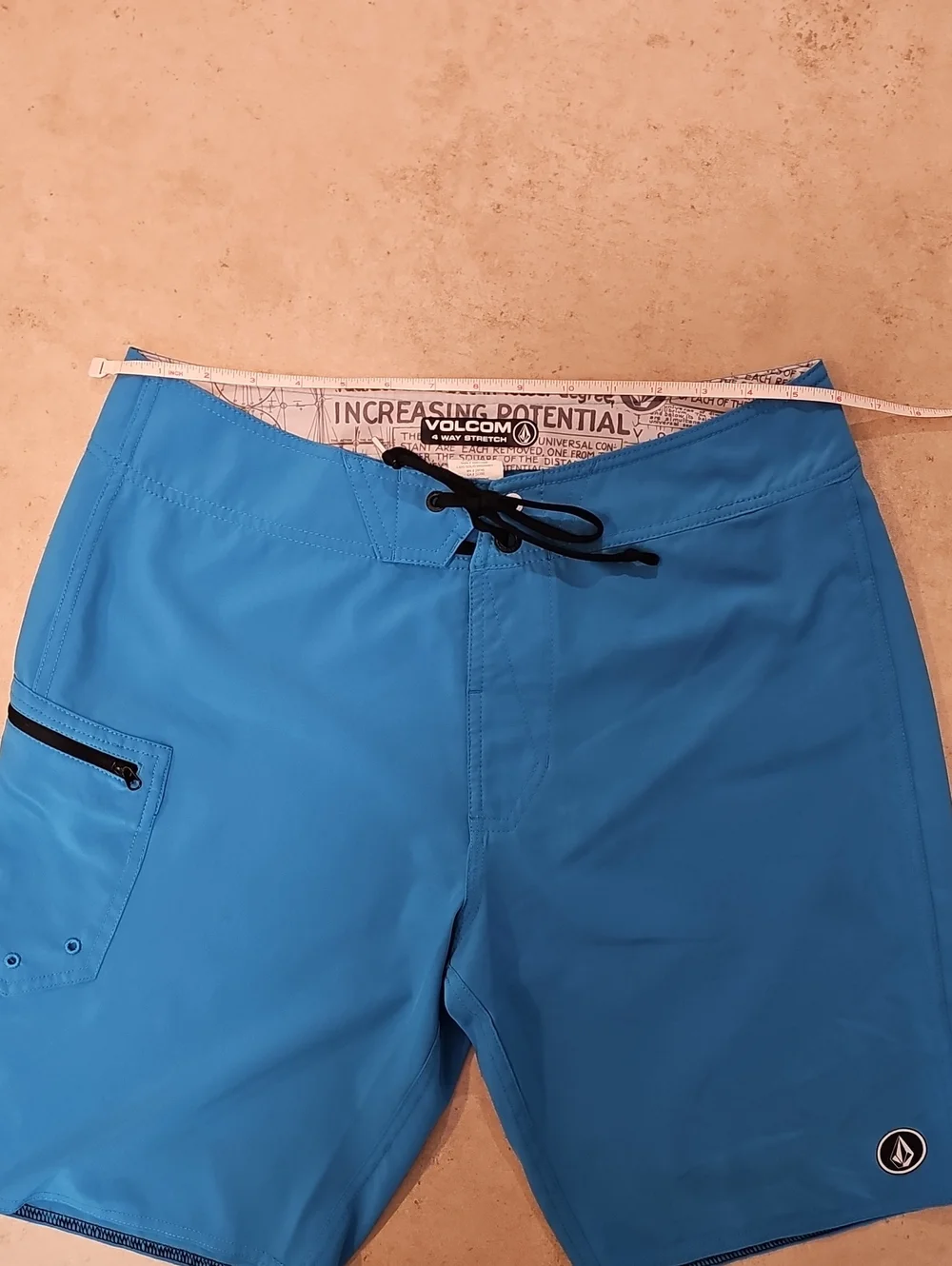 Volcom Men’s Aqua Blue Boardshorts with Black Drawstring